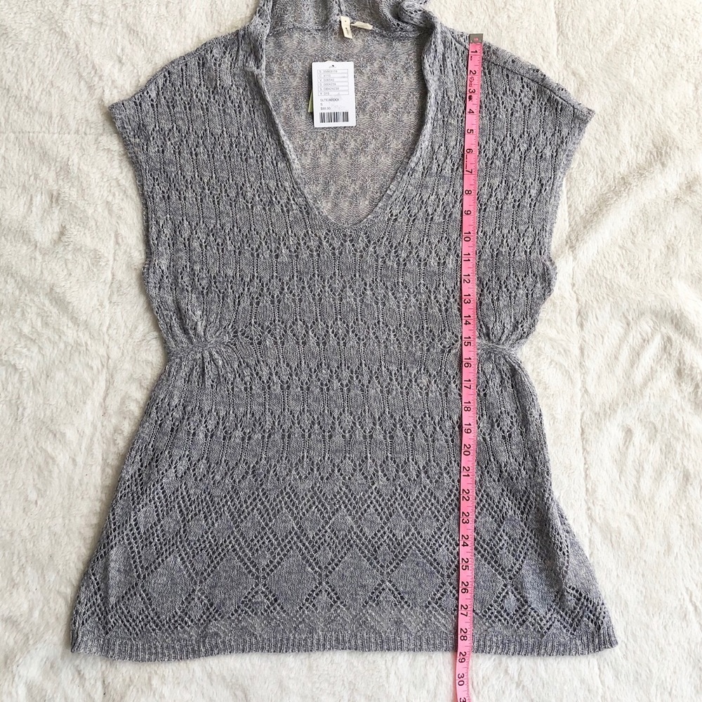 Anthro. Moth | Linen Blend Open Knit Hooded TopNWT - Picture 12 of 12